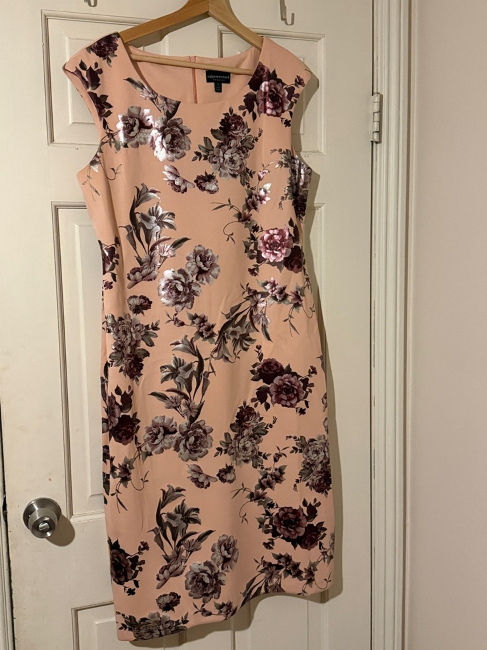 connected apparel Peach Pink Floral Cap-Sleeve Midi Dress